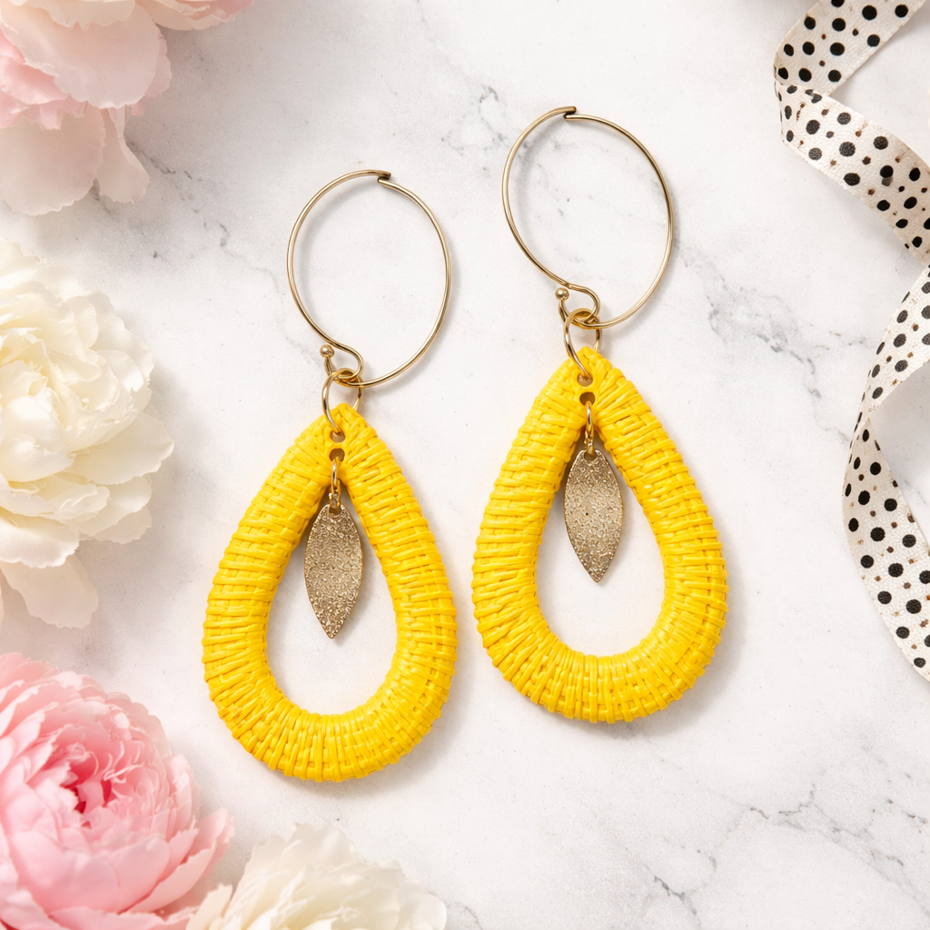 Golden Petal Teardrop Earrings
