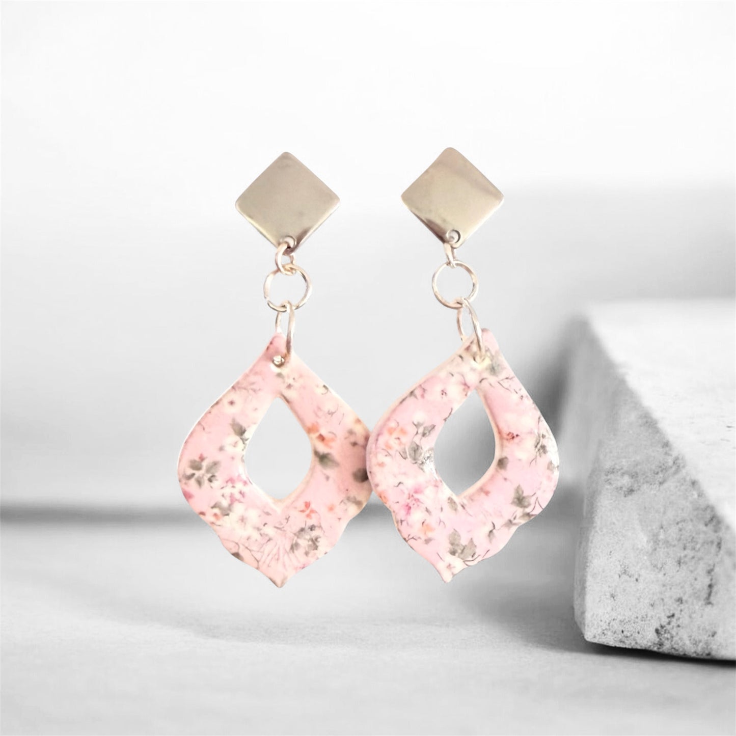 Pretty In Pink. Polymer Clay Dangle Earrings - Blue Bottle Crafts
