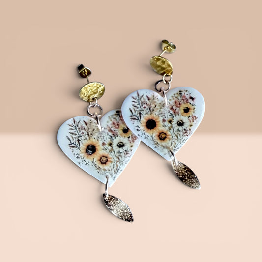 Sunflower Meadow Hearts Earrings