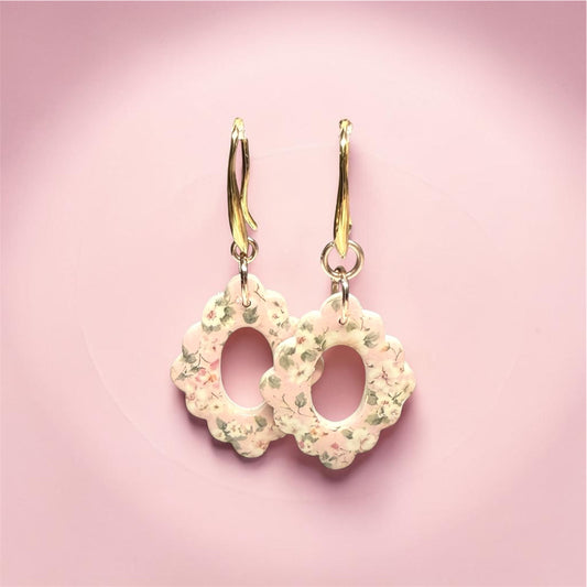 Blush Floral Earrings ~ Medium