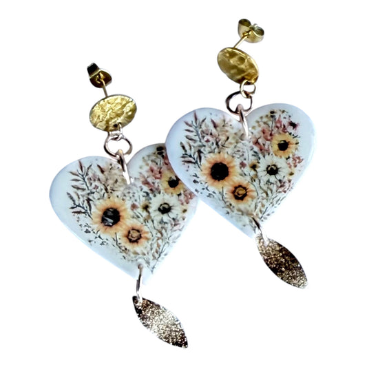 Sunflower Meadow Hearts Earrings