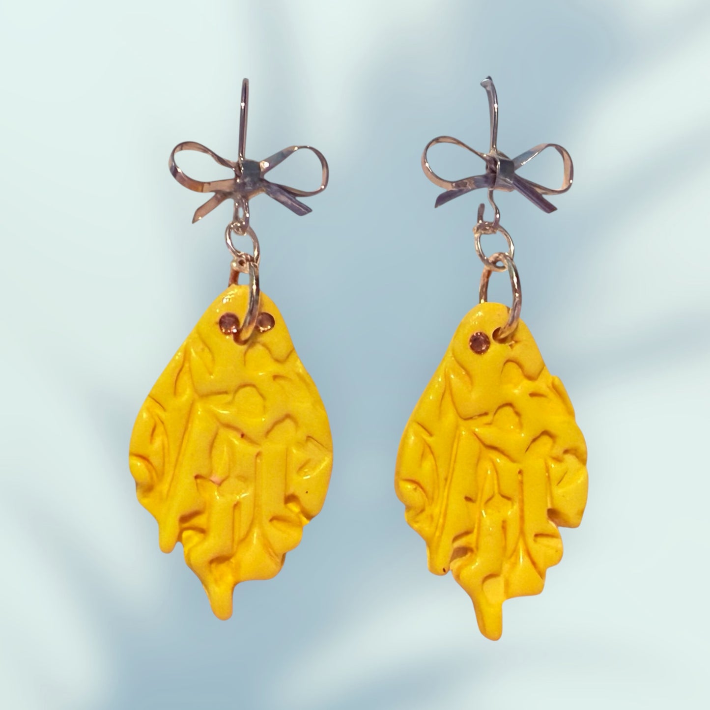 Botanical Bell Bow Earrings - Handcrafted Polymer Clay