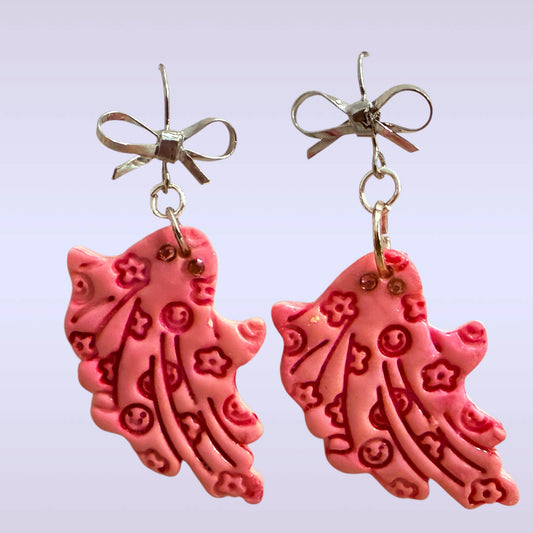 Whimsical Owl Bow Earrings - Handcrafted Polymer Clay